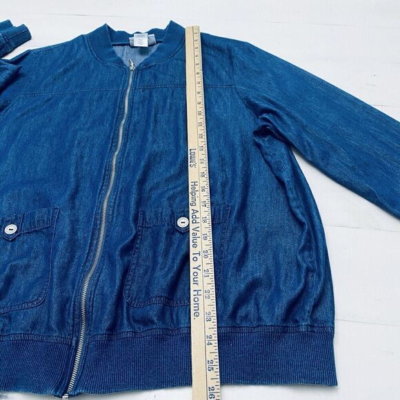 ALFRED DUNNER Blue Lightweight Zip Soft Chambray Jacket Womens Size 18 - Picture 14 of 15